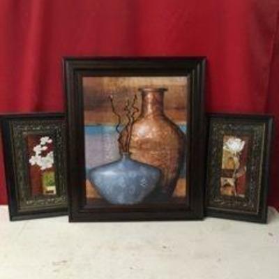 Coordinating Framed Prints of Vases and Flowers