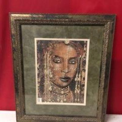 Framed and Matted Print of Indian Lady
