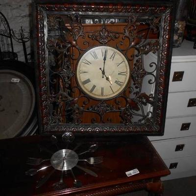 Kitchen Clock with Utensils and Ornate Framed Fili ...