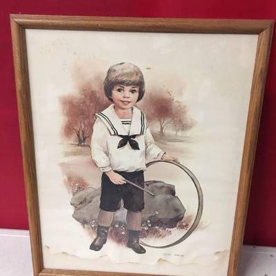 Framed Print Ilse Halle Boy with Stick and Ring