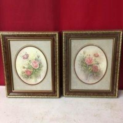 Two Matching Framed and Matted Prints of Roses