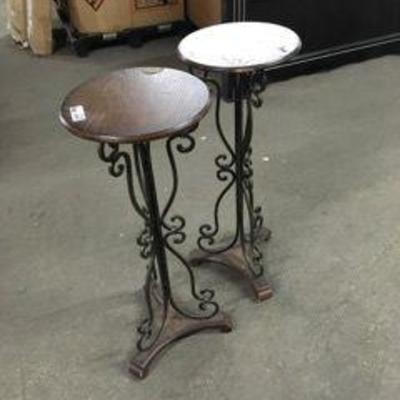 Pair of Wood and Metal Matching Plant Stands