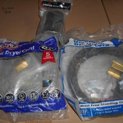 Lot of Two Electric Dryer Cords 6ft in Pkg