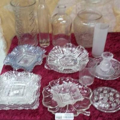 Clear Glass Bottles and Dishes Lot