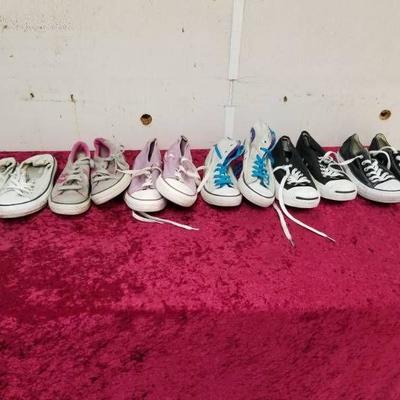 Six Pair of Converse Tennis Shoes 2.5,3.5, W-8.5&1 ...