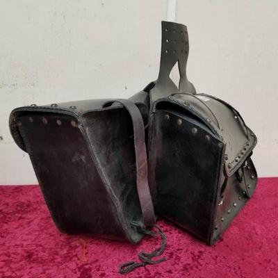 Pair of Black Leather Motorcycle Saddle Bags