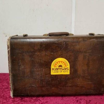 Vintage Brown Suitcase with Divider