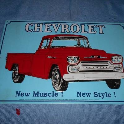 Metal Chevrolet Red Truck Sign