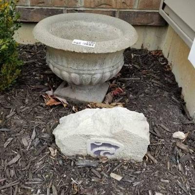 K-State Rock and Concrete Urn Planter