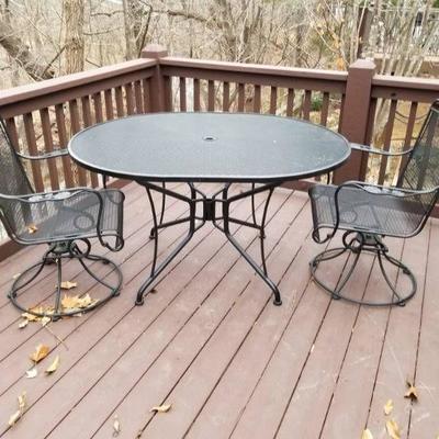 Metal Patio Table and Two Chairs