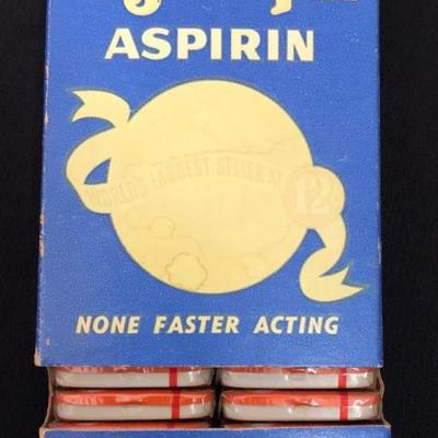 Vintage Aspirin Store Counter Display with unopened tins