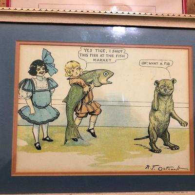 Vintage Framed Signed Cartoon 