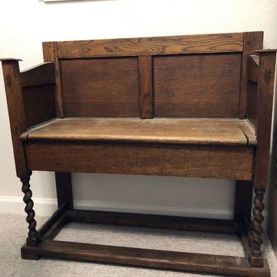 Primitive Bench Church Pew with storage in seat 