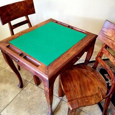 Inlaid game table and chairs