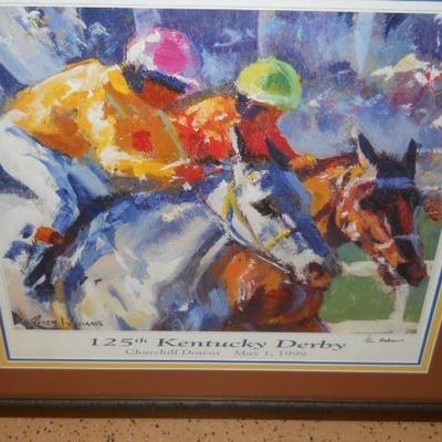 125th anniversary of Kentucky derby 1976 litho sdigned in ink Peter Williams
