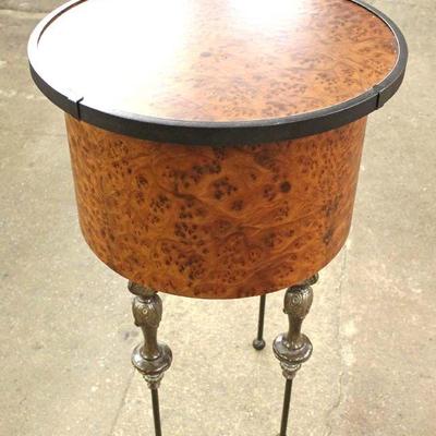  Contemporary Iron Leg Round Burl Walnut Lamp Table

Located Inside â€“ Auction Estimate $100-$200 