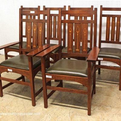  AWESOME BEAUTIFUL 10 Piece Mission Oak Dining Room Set with 2 Matching Corner Cabinets with Arts and Craft Style Leaded Doors and Inlaid...