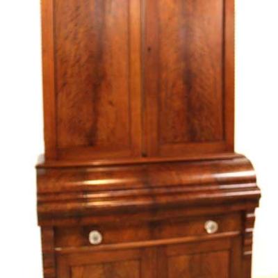  ANTIQUE Burl Mahogany 2 Piece Empire Blind Door Butlers Desk with Bookcase Top

Located Inside – Auction Estimate $400-$800 