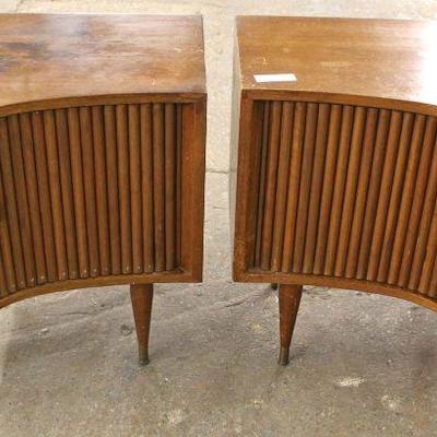  PAIR of Mid Century Modern Danish Walnut Tambour Front Night Stands

Located Inside â€“ Auction Estimate $200-$400 
