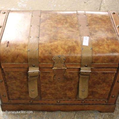  Contemporary Leather Wrap Strapped Decorator Trunk

Located Inside â€“ Auction Estimate $50-$100 