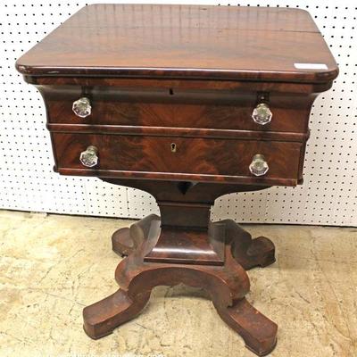  ANTIQUE Burl Mahogany Empire 2 Drawer Work Table by “Schultz & Drury Bros. Utica NY”

Located Inside – Auction Estimate $200-$400 