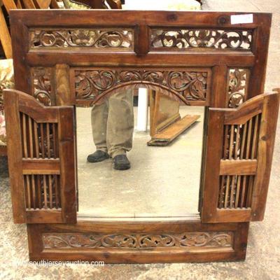  SOLID Mahogany Highly Carved Decorator Mirror with Doors

Located Inside â€“ Auction Estimate $100-$200 