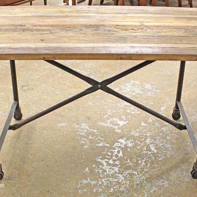 Industrial Style Natural Finish Plank Top Pipe Leg Breakfast Table

Located Inside â€“ Auction Estimate $100-$300 