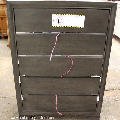  NEW 5 Drawer Chest in the Gray Wash with Chrome Trim By â€œFavorite Design SDN.â€

(hardware inside drawer)

Located Inside â€“ Auction...