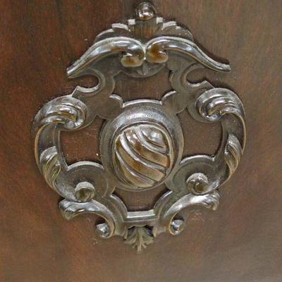  ANTIQUE Walnut Marble Top 1 Drawer 1 Door Side Cabinet with Carved Griffins

Located Inside â€“ Auction Estimate $300-$600 