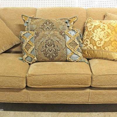  QUALITY Contemporary Design Upholstered Sofa with Original Pillows by â€œStickley Furnitureâ€

Located Inside â€“ Auction Estimate...