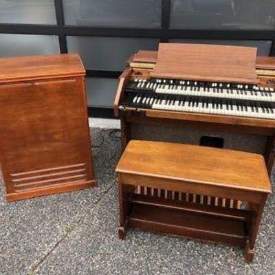 Hammond B3 Organ and Speaker.  Stock photo