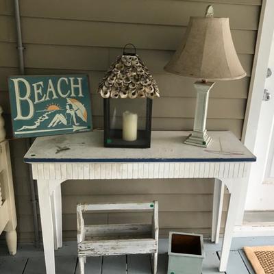 Painted table with post card and sail boat $75
43 X 30 1/2 X 15