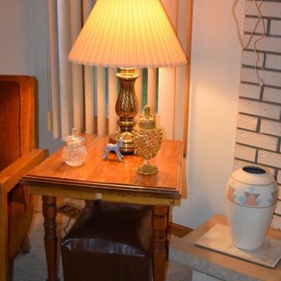 Side Table, Lamp, Foot Stool, & Home dEcor