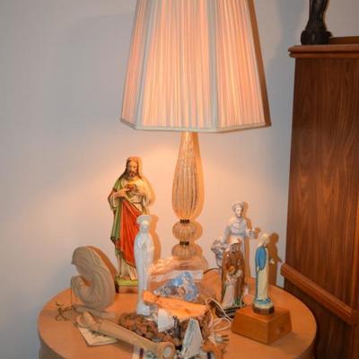 Lamp & Religious Figurines