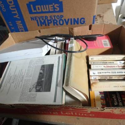 Lot of books and a scale.