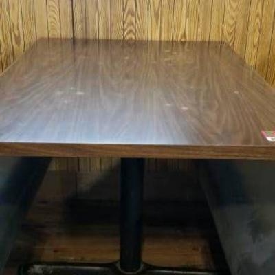 Laminate Top Table with Single Metal Base.
