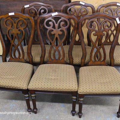  Contemporary Mahogany Carved Dining Room Table with 6 Chairs – auction estimate $300-$600 