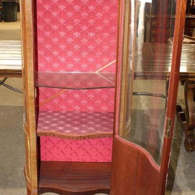  Mahogany French Inlaid and Banded Button Tufted Crystal Cabinet â€“ auction estimate $200-$400 