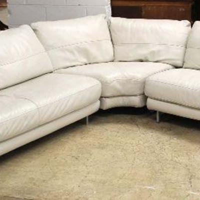 Contemporary 3 Section White Leather Sectional – auction estimate $100-$300 