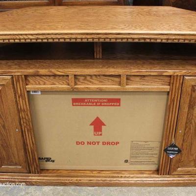  NEW Oak CORNER Fireplace TV Stand – auction estimate $100-$300

  