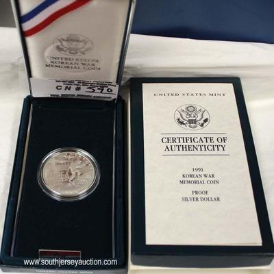 United States Korean War Silver Memorial Coin – auction estimate $20-$50 