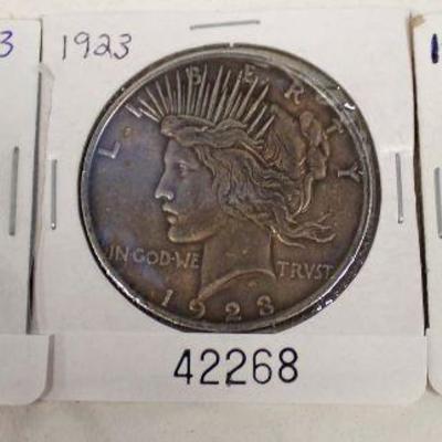  Selection of U.S. 1923 Silver Peace Dollars â€“ auction estimate $20-$50 each 