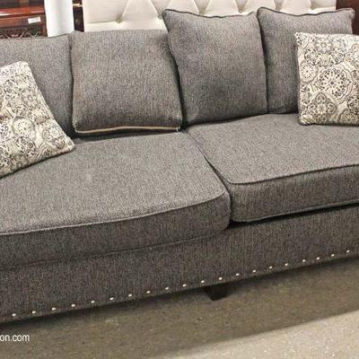  LIKE NEW Contemporary 2 Piece Gray Sofa and Loveseat with Decorative Pillows â€“ auction estimate $200-$400 