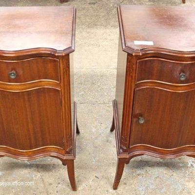  PAIR of Mahogany 1 Drawer 1 Door Night Stands â€“ auction estimate $200-$400 
