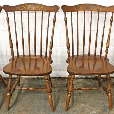 6 Piece Country Stenciled Breakfast Set â€“ Hutch and Chairs by â€œHitchcock Furnitureâ€ and Table by â€œEthan Allen Furnitureâ€ â€“...