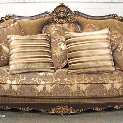 NEW Highly Carved and Ornate 2 Piece Living Room Set with Pillows may be offered separate â€“ auction estimate $400-$800