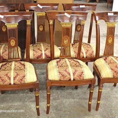 Set of 12 Burl Mahogany Flower Carved Back Dining Room Chairs – auction estimate $300-$600 