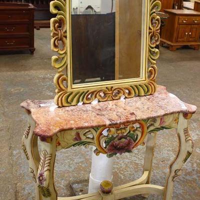 Italian Carved Paint Decorated Marble Top Console and Mirror – auction estimate $100-$300 