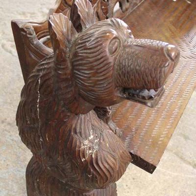  Highly Carved Wood Bear Bench â€“ auction estimate $200-$400 
