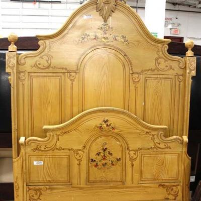  ANTIQUE 4 Piece Painted Cottage Victorian Bedroom Set with High Back Full Size Bed â€“ auction estimate $300-$600 